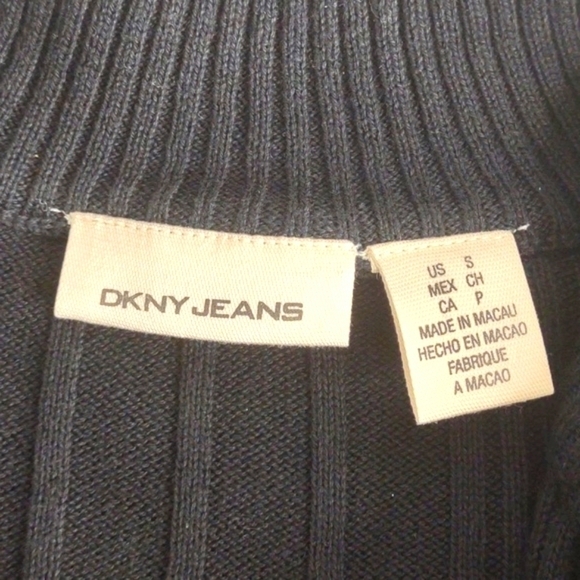 DKNY Jeans Black Cable Sweater Zipper Collar Small - Picture 6 of 10